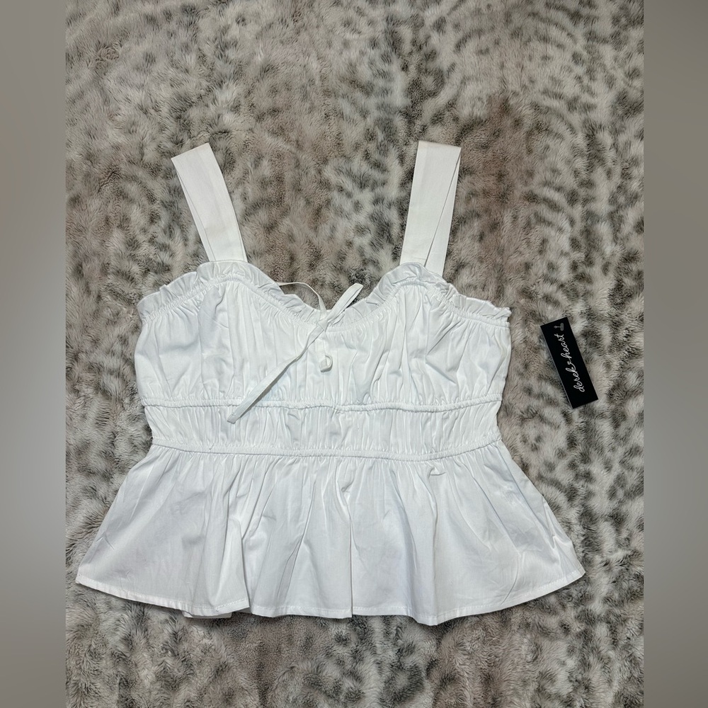 Derek Heart Women Blouse Top With  Straps And Tiers Large White New